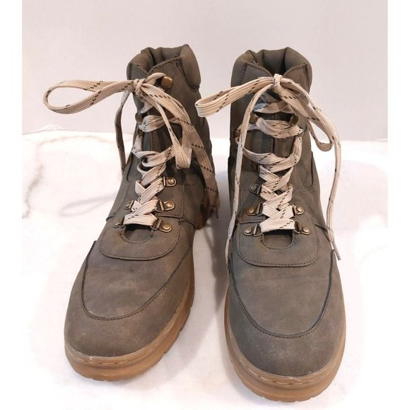 Nautica Boots Size 8.5 US‎ Women Military Olive Green Lace Up Combat Chunky Heel - Picture 1 of 9